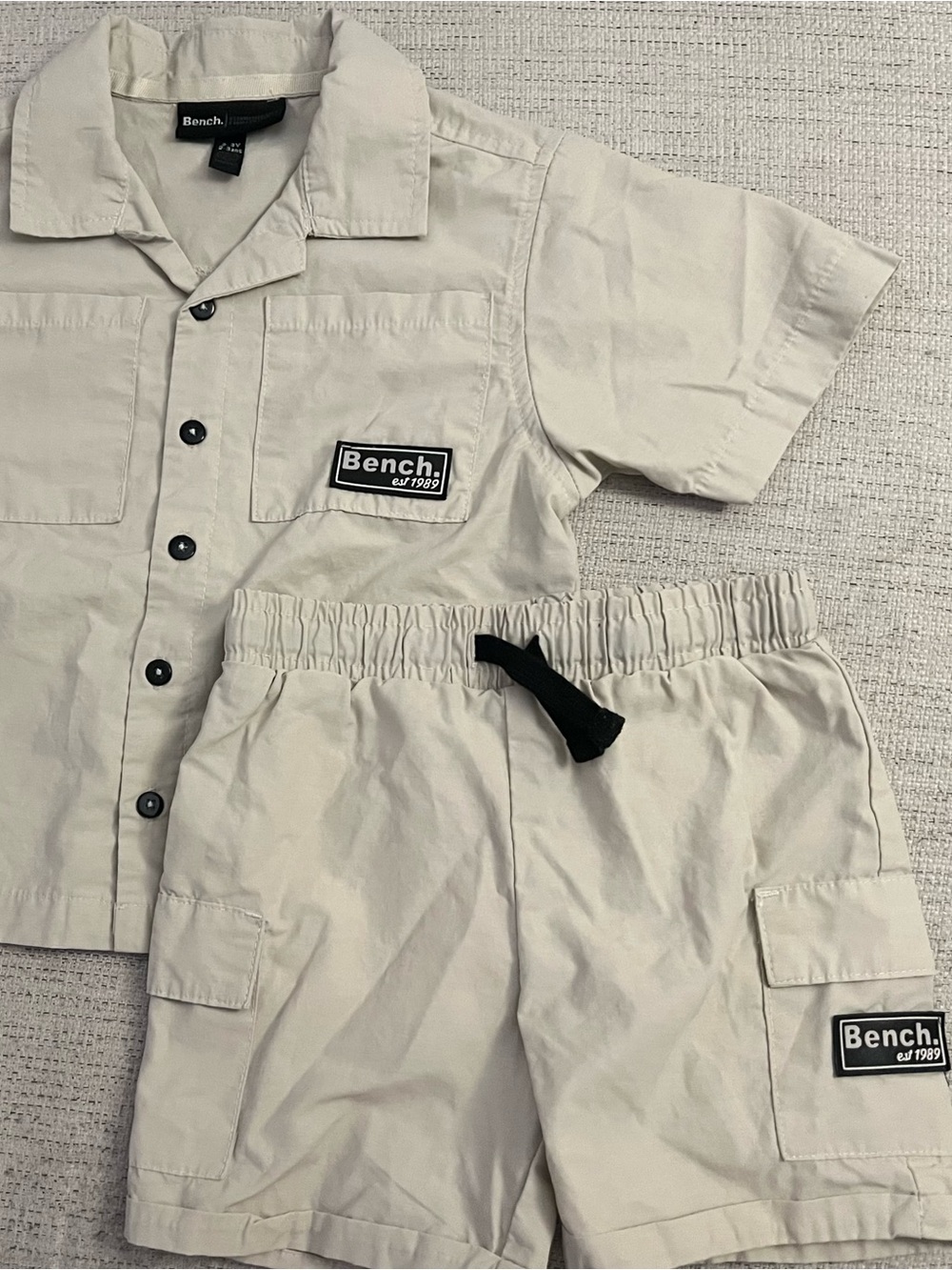 Bench Kids Beige Utility/Cargo Matching Shirt & Shorts Set 2-3 Years